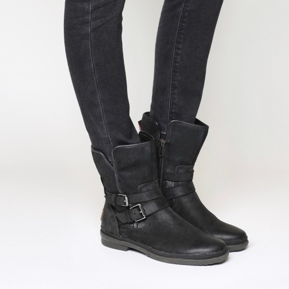 UGG Shoes - UGG | Simmens Black Moto Boots Size 9 NEW In Box